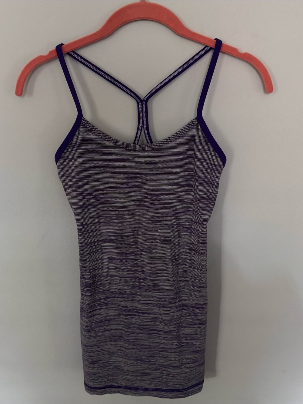 Lululemon Power Y Tank Top Purple Space Dye Built In Bra Size 4